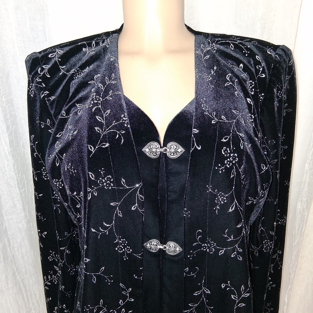 R&M Richards VINTAGE Midnight Velvet Embroidered Jacket 8P With Shoulder Pads - Picture 5 of 15